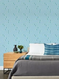 'School Of Fish' Wallpaper By Tea Collection - Blue -Wall Decoration Store School of Fish by Tea Collection Baby Blue RS
