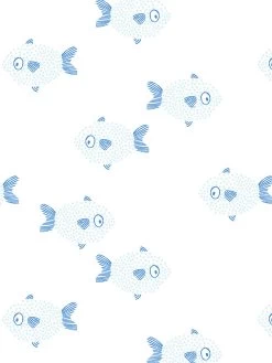 'School Of Fish' Wallpaper By Tea Collection - Pale Blue -Wall Decoration Store School of Fish by Tea Collection Pale Blue Detail