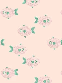 'School Of Fish' Wallpaper By Tea Collection - Peach -Wall Decoration Store School of Fish by Tea Collection Peach Detail