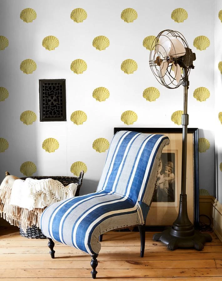 'Seashell' Wallpaper By Wallshoppe - Yellow 4 'Seashell' Wallpaper By Wallshoppe - Yellow - Image 2