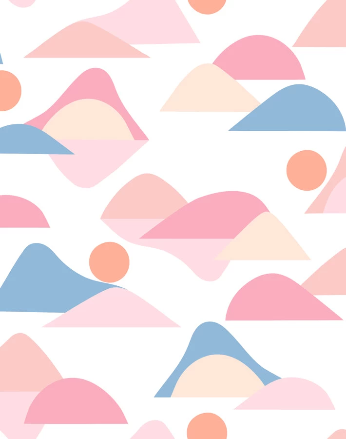 'Slopes' Wallpaper By Tea Collection - Bubblegum 3 'Slopes' Wallpaper By Tea Collection - Bubblegum