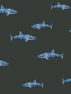 'Spotted Shark' Wallpaper By Tea Collection - Charcoal -Wall Decoration Store Spotted Shark by Tea Collection Charcoal Detail