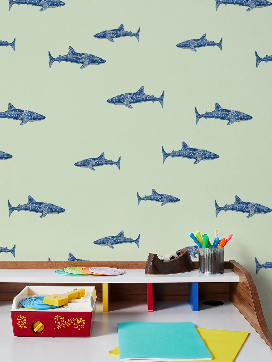 'Spotted Shark' Wallpaper By Tea Collection - Pistachio 4 'Spotted Shark' Wallpaper By Tea Collection - Pistachio - Image 2