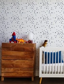 'Star' Wallpaper By Clare V. - Navy / White -Wall Decoration Store Star by CV Navy on White RS