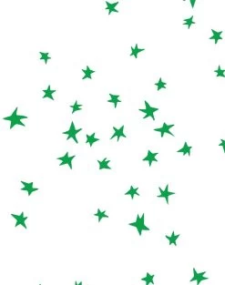 'Star' Wallpaper By Clare V. - Green / White -Wall Decoration Store Star by Clare V Green on White detail