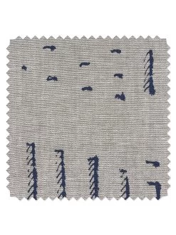 'Fabric By The Yard - Stitch - Navy On Flax Linen
