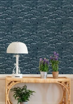 'Storm Waves' Wallpaper By Lingua Franca - Navy