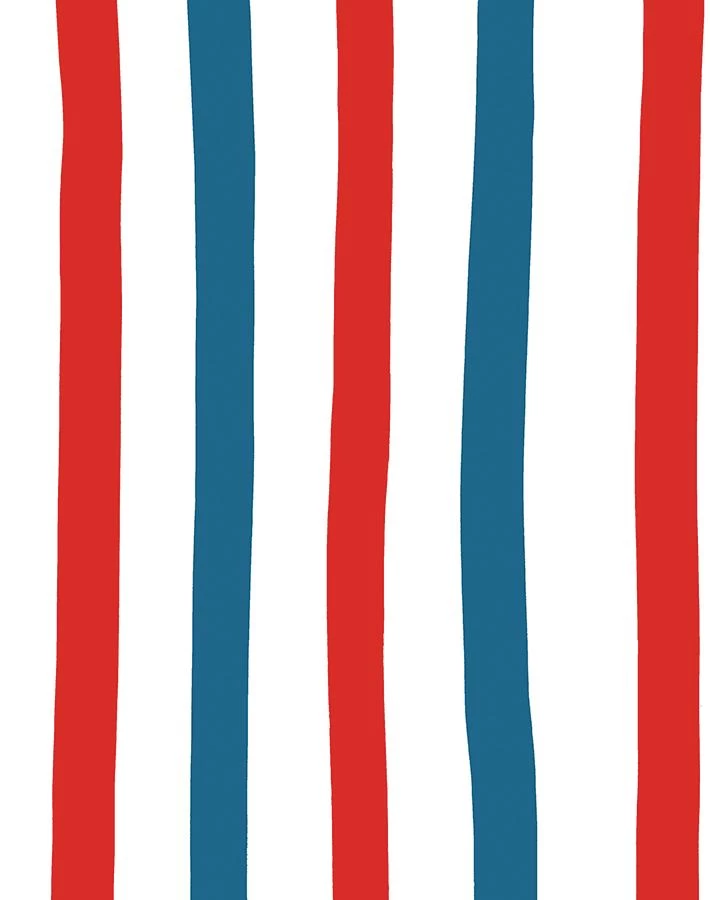 'Stripes' Wallpaper By Clare V. - Red / Blue 5 'Stripes' Wallpaper By Clare V. - Red / Blue - Image 3
