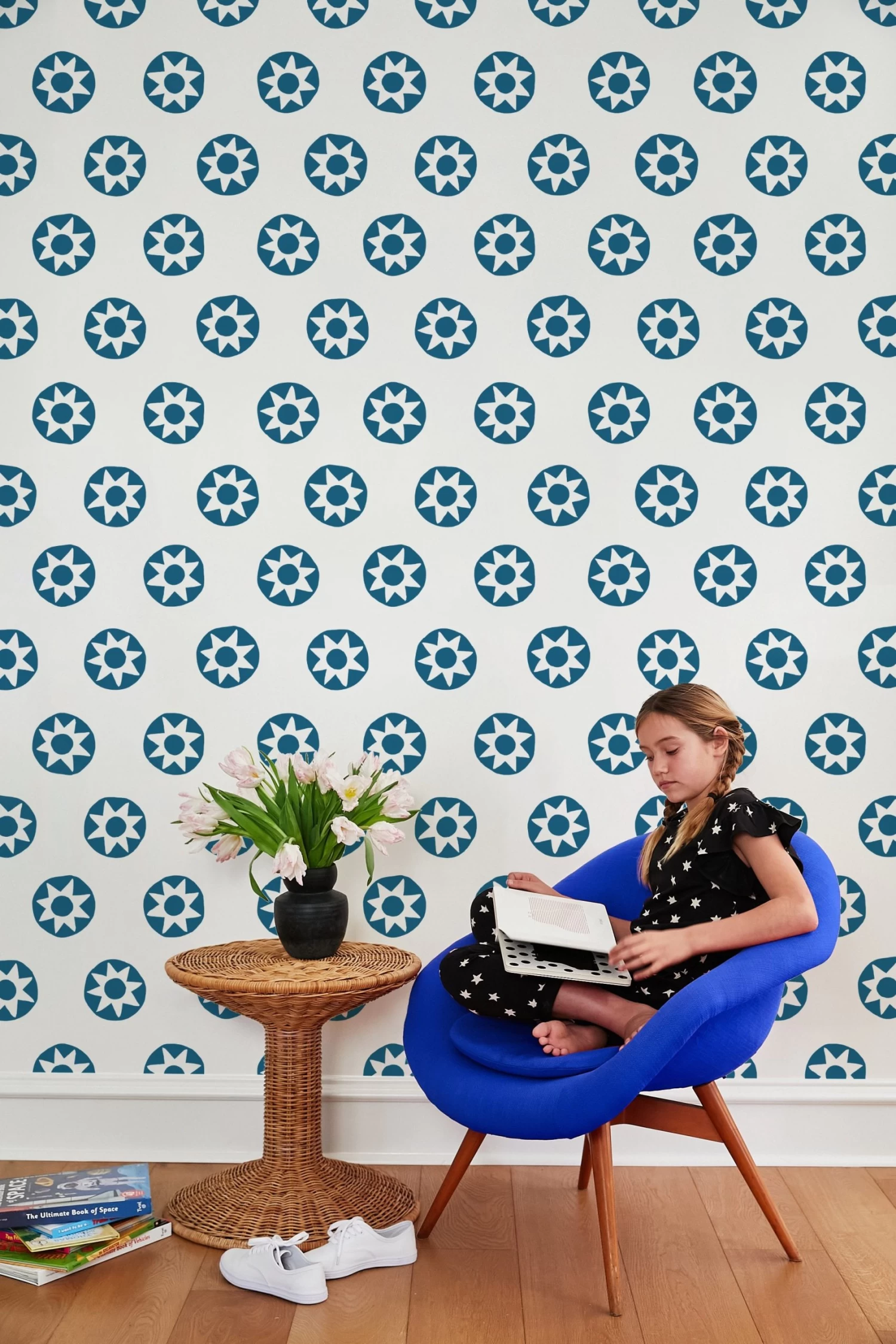 'Sun Dial' Wallpaper By Tea Collection - Cadet Blue 4 'Sun Dial' Wallpaper By Tea Collection - Cadet Blue - Image 2