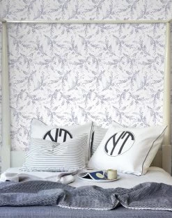 'Sweet Caroline' Wallpaper By Wallshoppe - Lavender -Wall Decoration Store SweetCaroline lavender insitu bed Web ebb95734 f565 4048 b235 03ce00dc3fda
