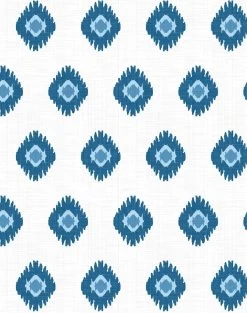 'Tangier Medallion' Wallpaper By Wallshoppe - Blue