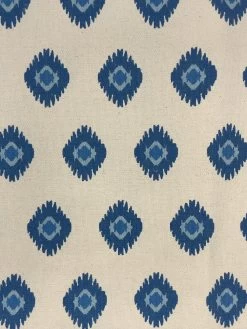 'Fabric By The Yard - Tangier Medallion - Blue On Raw Canvas -Wall Decoration Store Tangier Medallion Blue on Raw Canvas Design
