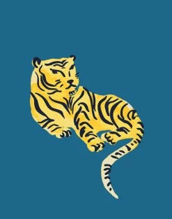 'Tigers' Wallpaper By Tea Collection - Cadet Blue -Wall Decoration Store Tigers CadetBlue detail