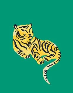 'Tigers' Wallpaper By Tea Collection - Emerald -Wall Decoration Store Tigers Emerald detail