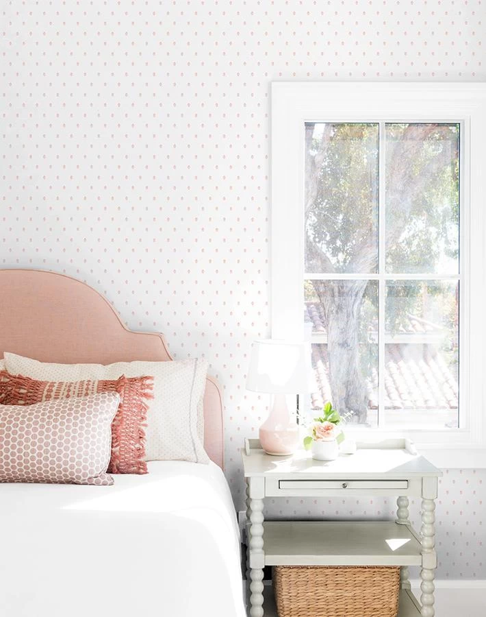 'Tiny Block Print' Wallpaper By Sugar Paper - Pink On White 4 'Tiny Block Print' Wallpaper By Sugar Paper - Pink On White - Image 2
