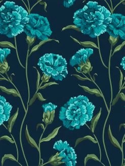 'Townhouse' Wallpaper By Sarah Jessica Parker - Peacock On Deep Navy