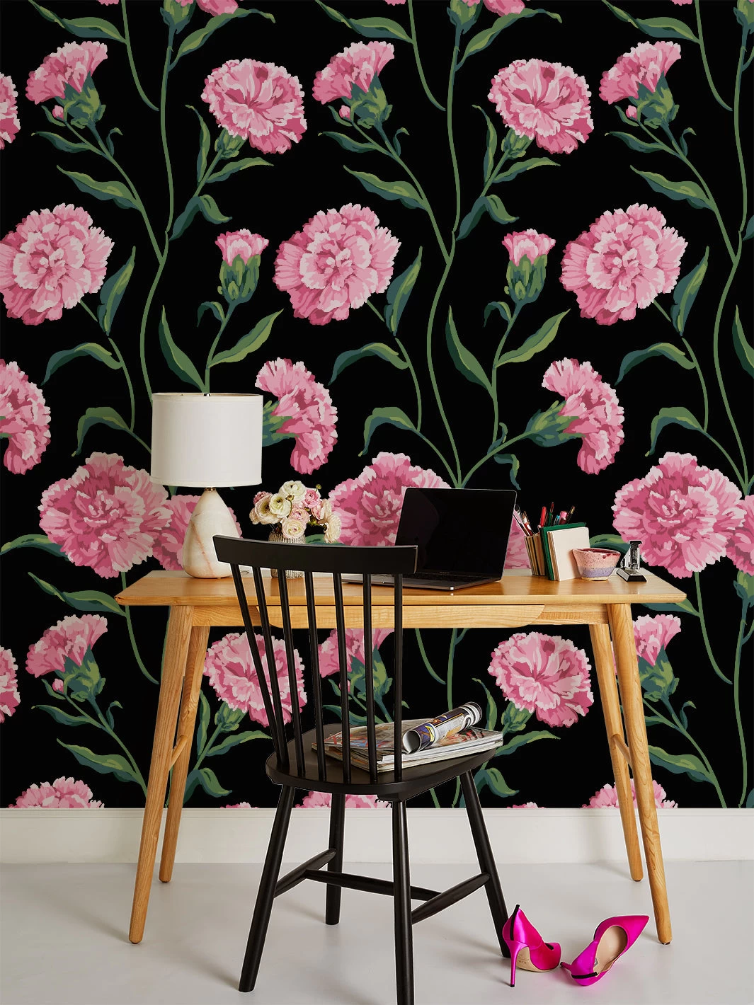 'Townhouse' Wallpaper By Sarah Jessica Parker - Blush On Black 4 'Townhouse' Wallpaper By Sarah Jessica Parker - Blush On Black - Image 2