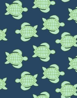 'Trailing Turtles' Wallpaper By Tea Collection - Navy