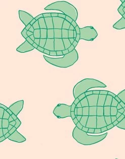 'Trailing Turtles' Wallpaper By Tea Collection - Peach -Wall Decoration Store TrailingTurtles Peach detail