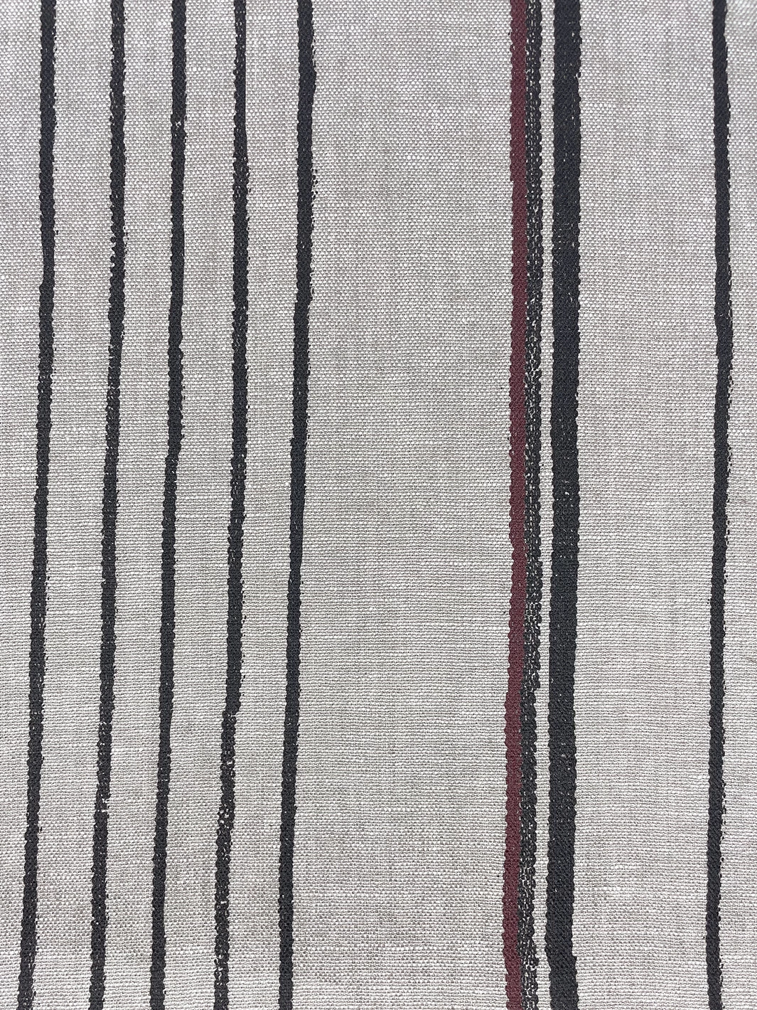 'Fabric By The Yard - Two Tone Stripe - Black & Burgundy On Flax Linen 5 'Fabric By The Yard - Two Tone Stripe - Black & Burgundy On Flax Linen - Image 3
