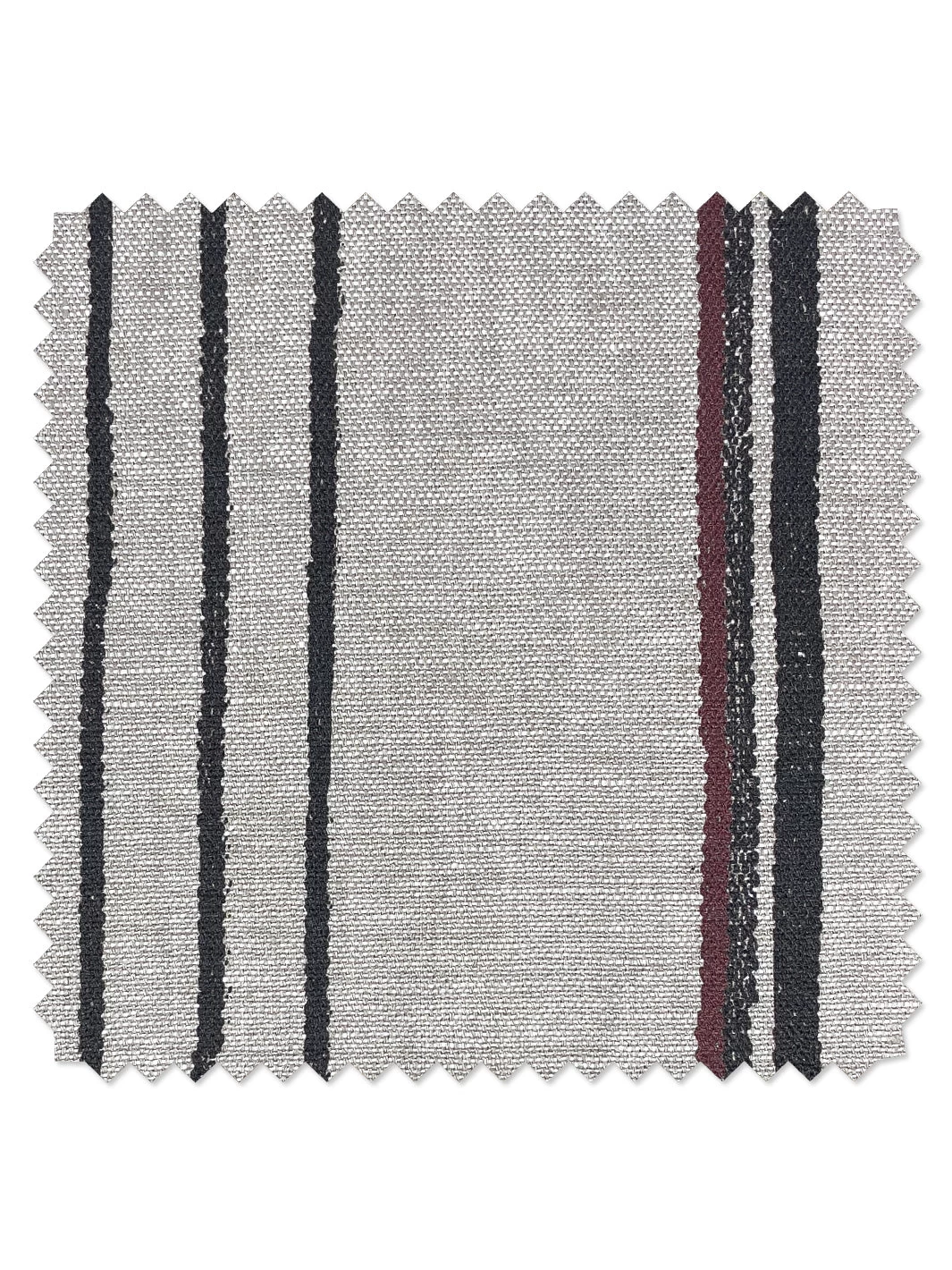 'Fabric By The Yard - Two Tone Stripe - Black & Burgundy On Flax Linen 3 'Fabric By The Yard - Two Tone Stripe - Black & Burgundy On Flax Linen