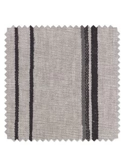 'Fabric By The Yard - Two Tone Stripe - Black & Gray On Flax Linen