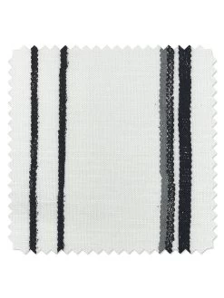 'Fabric By The Yard - Two Tone Stripe - Black & Gray On Linen