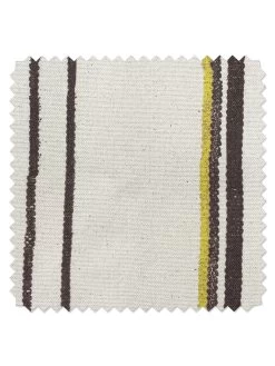 'Fabric By The Yard - Two Tone Stripe - Chocolate & Daffodil On Raw Canvas