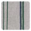 'Fabric By The Yard - Two Tone Stripe - Green & Blue On Flax Linen
