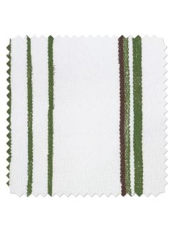 'Fabric By The Yard - Two Tone Stripe - Rust & Moss On Linen