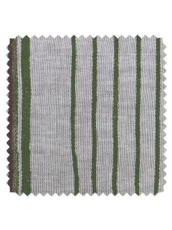 'Fabric By The Yard - Two Tone Stripe - Rust + Moss On Flax Linen