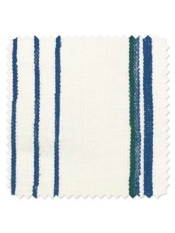 'Fabric By The Yard - Two Tone Stripe - Sea Green On Linen