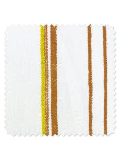 'Fabric By The Yard - Two Tone Stripe - Terracotta & Daffodil On Linen