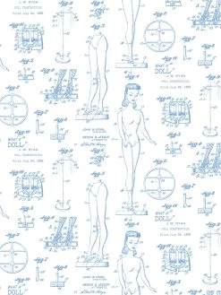 'Barbie™ Blueprint' Wallpaper By Barbie™ - Denim