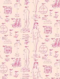 'Barbie™ Blueprint' Wallpaper By Barbie™ - Peach