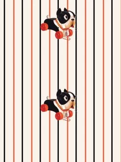 'Barky Stripe' Wallpaper By Fisher-Price™ - Beige -Wall Decoration Store Wallshoppe Fisher Price Barky Stripe by Fisher Price Beige Detail