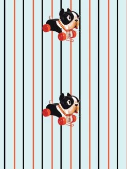'Barky Stripe' Wallpaper By Fisher-Price™ - Sky -Wall Decoration Store Wallshoppe Fisher Price Barky Stripe by Fisher Price Sky Detail