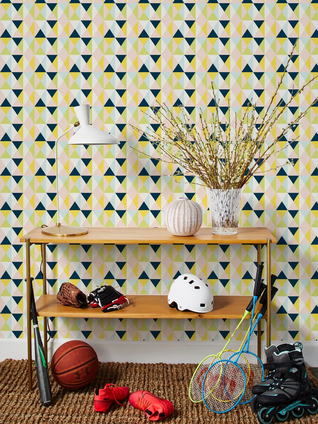 'Geo' Wallpaper By Fisher-Price™ - Navy Peach