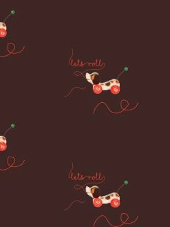 'Lets Roll' Wallpaper By Fisher-Price™ - Cacao -Wall Decoration Store Wallshoppe Fisher Price Let s Roll by Fisher Price Cacao Detail