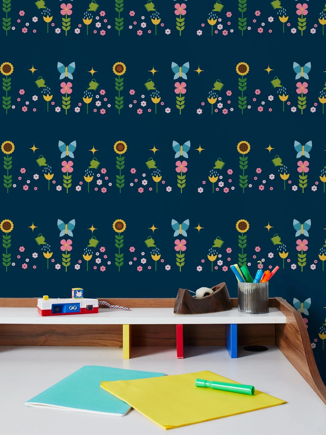 'Sunflower Garden' Wallpaper By Fisher-Price™ - Navy 3 'Sunflower Garden' Wallpaper By Fisher-Price™ - Navy