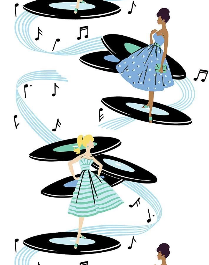 'Galaxy Records' Wallpaper By Barbie™ - Blue Caribbean 5 'Galaxy Records' Wallpaper By Barbie™ - Blue Caribbean - Image 3