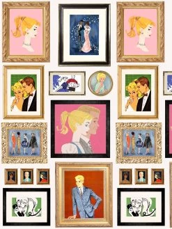 'Gallery Walls Illustrated' Wallpaper By Barbie™ - Cream -Wall Decoration Store Wallshoppe Gallery Walls Illustrated Wallpaper by Barbie Cream Design 27f8c54b 2b36 4838 b010 25349296f675