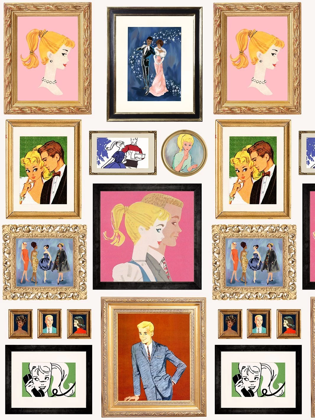 'Gallery Walls Illustrated' Wallpaper By Barbie™ - Cream - Image 4
