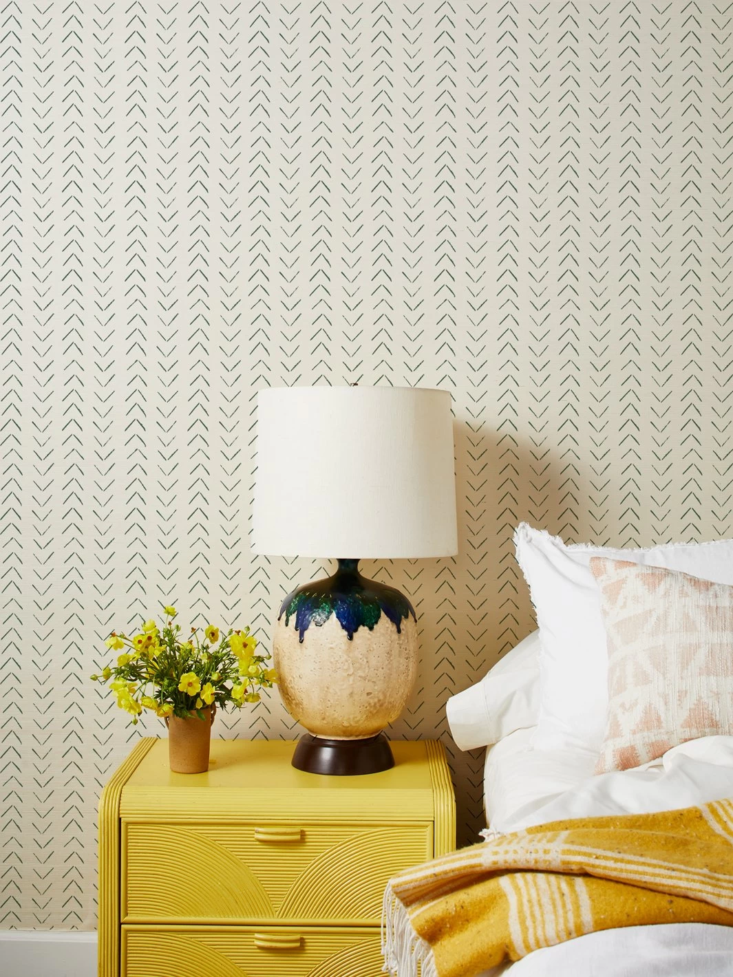 'Arrows' Grasscloth Wallpaper By Nathan Turner - Green