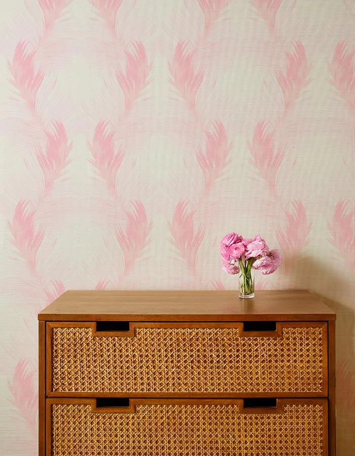 'Belafonte Palm' Grasscloth Wallpaper By Nathan Turner - Pink 3 'Belafonte Palm' Grasscloth Wallpaper By Nathan Turner - Pink