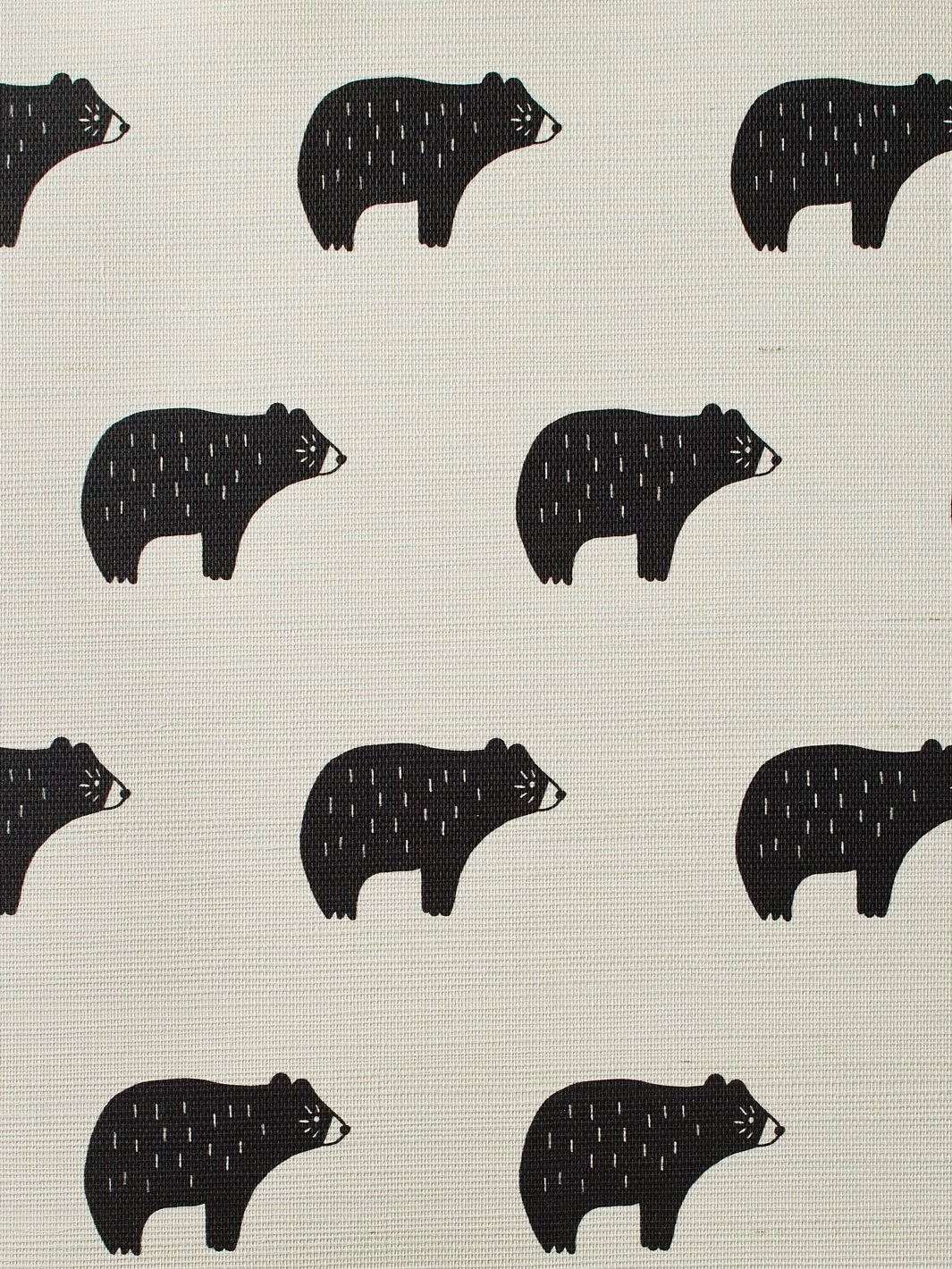 'Chubby Bear' Grasscloth Wallpaper By Tea Collection - Black - Image 2