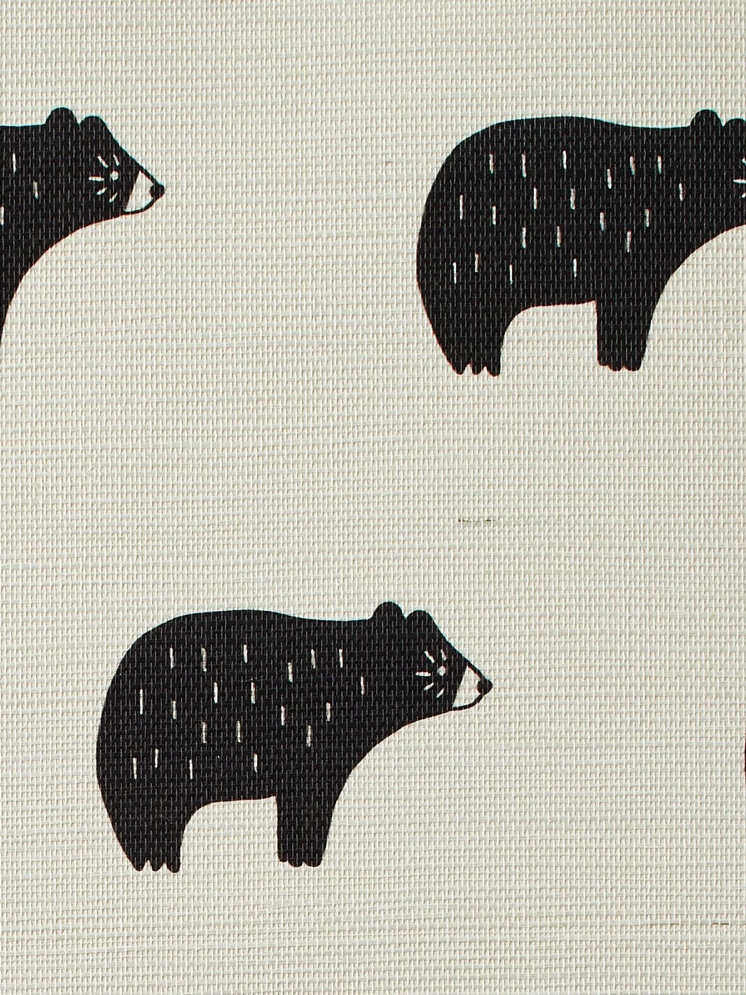 'Chubby Bear' Grasscloth Wallpaper By Tea Collection - Black - Image 3