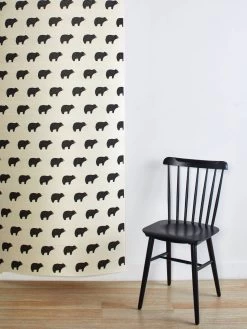 'Chubby Bear' Grasscloth Wallpaper By Tea Collection - Black -Wall Decoration Store Wallshoppe Grasscloth Chubby Bear Wallpaper by Tea Collection Black RS2 c9d5b9fd 4365 41c3 a9b2 fa087cd386d5