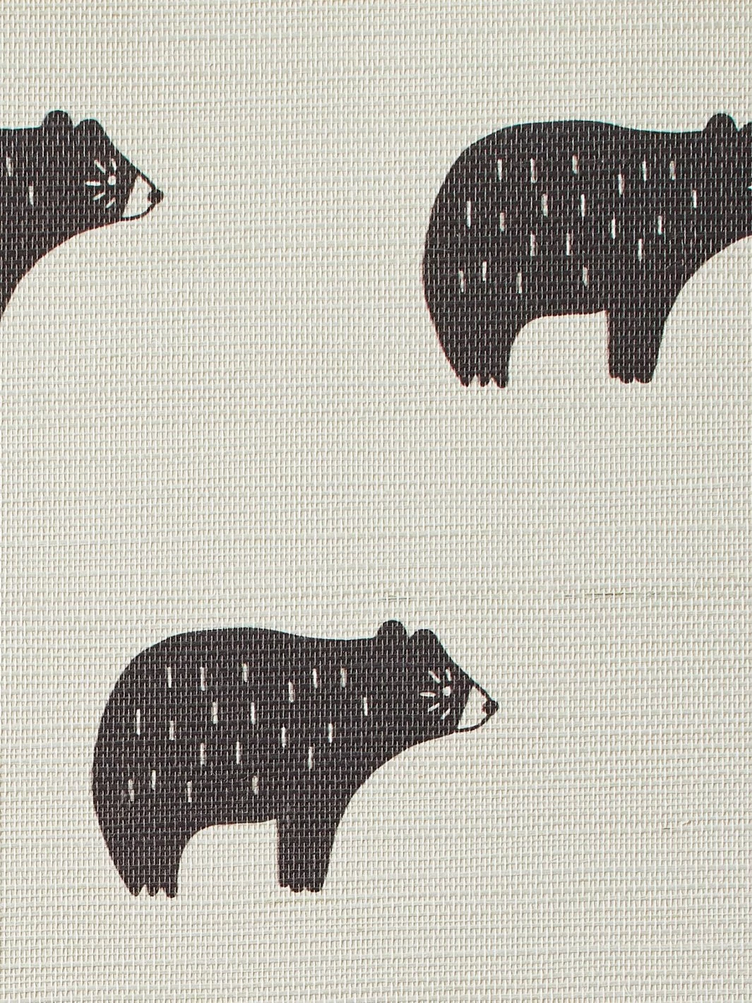'Chubby Bear' Grasscloth Wallpaper By Tea Collection - Chocolate - Image 3