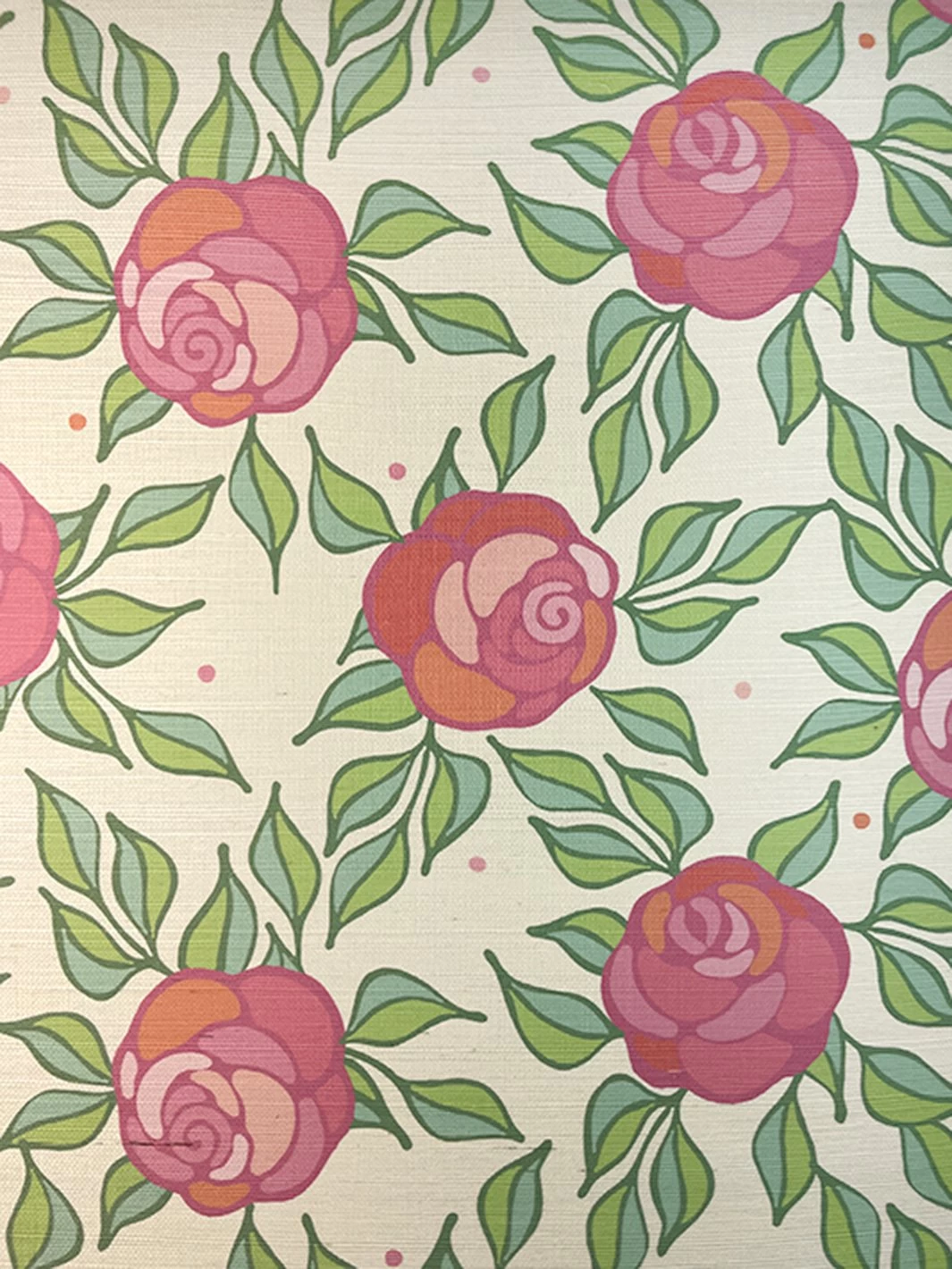 'Groovy Floral' Grasscloth Wallpaper By Barbie™ - Berry 4 'Groovy Floral' Grasscloth Wallpaper By Barbie™ - Berry - Image 2